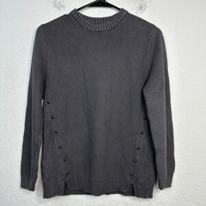 Zara Sweater‎ Girls Size 10 Grey Knit Ribbed Goth Grunge Rivets Casual Pullover